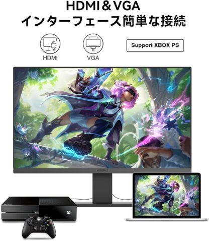 KOORUI FullHD 液晶ディスプレイ モニター VAパネル非光沢 超薄型スリムベゼルアイケア・ブルーライト軽減傾き調整HDMI＋VGAポートVESAマウント - 画像 (4)